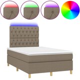  s oprugama i madracem LED smeđesivi 120x190cm od tkanine | shoptok.hr