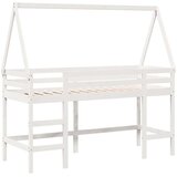  Krevet na kat s ljestvama i krovom bijeli 90x190 cm od borovine | shoptok.hr