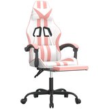  Okretna igraća stolica s osloncem umjetna koža bijelo-ružičasta | shoptok.hr