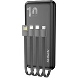 Dudao Powerbank K6Pro 10000mAh univerzalni z USB-C microUSB Lightning kablom, črn, (21533800) Cene