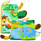 Mekana edukativna šuštava knjiga za bebe s motivom divljih životinja - zeleno/plava | shoptok.hr