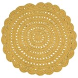 Nattiot Rumena ročno kvačkana bombažna preproga Alma, ⌀ 120 cm | Shoptok.si