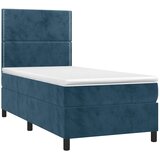  box spring s madracem LED tamnoplavi 100x200 cm baršun | shoptok.hr