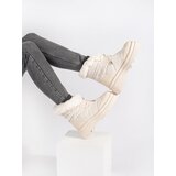 SEASTAR Beige women's snow boots with white fur on a platform Cijene