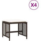  Vrtni taburei s jastucima 4 kom smeđi 41x41x36 cm od poliratana | Eponuda.com