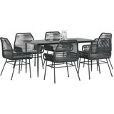 vidaXL 7-dijelni vrtni blagovaonski set s jastucima crno | shoptok.hr