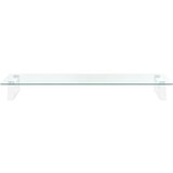  Stalak za monitor bijeli 80x35x8 cm kaljeno staklo i metal | shoptok.hr