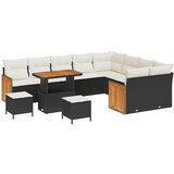 vidaXL Vrtna sedežna garnitura 12 pcs Črna in krem poli ratan, (5000134315) | Shoptok.si