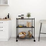 vidaXL Stalak za pohranu s 3 razine i kotačima 60x35x81 cm crni 150 kg cijene