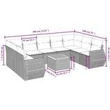  10-dijelni set vrtnih sofa od poliratana s jastucima sivi | shoptok.hr