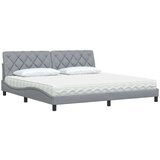  Postelja z vzmetnico svetlo siva 200x200 cm blago, (21792547) | Shoptok.si