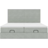 vidaXL Otomanski posteljni okvir z vzmetnicami siv 200x200cm žamet | Shoptok.si