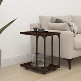 vidaXL stranska mizica s kolesi dimljen hrast 50x35x55,5 cm inžen. les | Shoptok.si