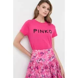 Pinko Bombažna kratka majica roza barva