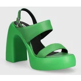 Karl Lagerfeld Usnjeni sandali ASTRAGON HI zelena barva, KL33724
