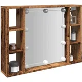 s ogledalom LED boja staro drvo 76x15x55 cm drveni