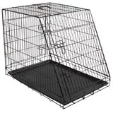  Kavez za pse, Sklopiv, 2 vrata, 76x54x64 cm, Crni | Eponuda.com