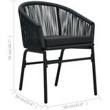 PVC 3-dijelni bistro set od ratana s jastucima crni | shoptok.hr