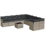  11-dijelni set vrtnih sofa poliratan s jastucima svijetlosivi | shoptok.hr