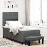 vidaXL Postelja z vzmetnico in klopjo temno siva 90x200 cm tkanina Cene
