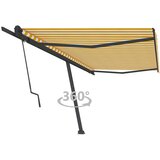 vidaXL prostostoječa avtomatska tenda 500x350 cm rumena/bela | Shoptok.si