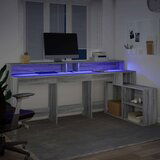 vidaXL Radni stol s LED svjetlima siva boja hrasta 200x104x91cm drveni | shoptok.hr