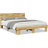  Okvir kreveta uzglavljem bez madraca 135x190 cm puno drvo hrast | Eponuda.com
