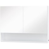 HOMCOM Stenska ogledalna omarica z LED-lučmi, odprto polico in nastavljivo notranjo polico, steklo in MDF, 80x15x60cm, (20745522) | Shoptok.si