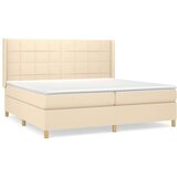  Krevet s oprugama i madracem krem 200 x 200 cm od tkanine | shoptok.hr