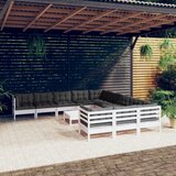  12-dijelna vrtna garnitura od borovine s jastucima bijela | shoptok.hr