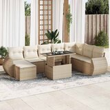 Maison Chic Seti vrtnega pohištva - Vrtna garnitura 9-delna z blazinami bež poli ratan, (21796302) | Shoptok.si