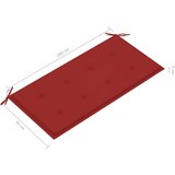  Klupa s crvenim jastukom 112 cm od masivne tikovine | shoptok.hr
