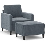  Fotelja s tabureom tamnosiva 60 cm baršunasta | Eponuda.com