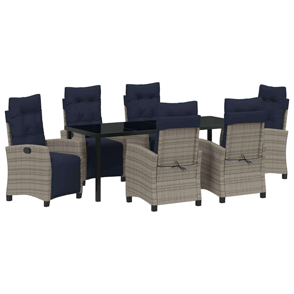  Vrtni set za objed s jastukom 7 pcs Siva poliratan | shoptok.hr