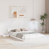 vidaXL Floor Krevet s Noćnim Ormarićima Bijeli 120x200cm Čvrsto Drvo | shoptok.hr