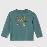 United Colors Of Benetton Otroška bombažna majica z dolgimi rokavi turkizna barva