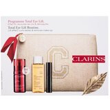 Clarins Total Eye Lift Routine Set krema za okoli oči Total Eye Lift 15 ml + olje za odstranjevanje ličil Total Cleansing Oil 50 ml + maskara Supra Lift & Curl Mascara 3 ml 01 Intense Black + ekološka kozmetična torbica za ženske Cene