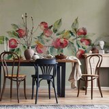  Foto tapeta - Apple branch - delicate landscape with a plant and apples on a white background 250x175 | shoptok.hr