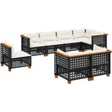 Maison Chic Seti vrtnega pohištva - Vrtna garnitura - Vrtni pohištvo set 8-delna z blazinami črn poli ratan, (21800558) | Shoptok.si