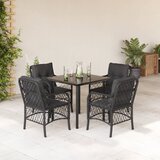  5-dijelni vrtni blagovaonski set s jastucima od poliratana crni Crna Dužina stola 80 cm | shoptok.hr