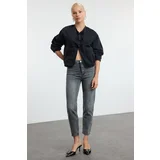 Trendyol Anthracite High Waist Mom Jeans