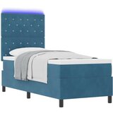 vidaXL Box Spring postelja z vzmetnico in LED temno modra 80x200 cm žamet | Shoptok.si
