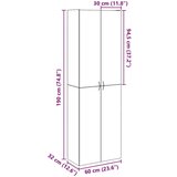 vidaXL Visoka omara starinski les 60x32x190 cm inženirski les | Shoptok.si