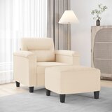  Fotelja s tabureom bež 60 cm od mikrovlakana | Eponuda.com