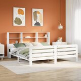 Maison Chic Posteljni okvir - Dvoposteljna postelja - Zakonska postelja brez vzmetnice bel 200x200 cm trdna borovina-J3711, (21765104) | Shoptok.si