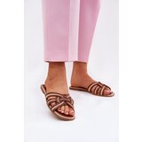 Boto Ladies Flat Slippers With Intertwined Straps Brown Acimine | Shoptok.si