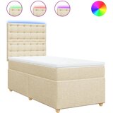 vidaXL Box spring postelja z vzmetnico krem 90x190 cm blago, (21291296) | Shoptok.si