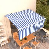 vidaXL avtomatsko zložljiva tenda s senčilom 4,5x3 m modra in bela | Shoptok.si