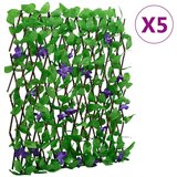 vidaXL Umetni bršljan raztegljiva ograja 5 kosov zelena 180x70 cm | Shoptok.si