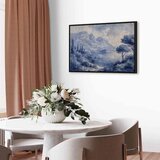  Slika - Blue Bay - Italian landscape of Lake Como painted with blue ink 90x60 U crnom drvenom okviru | shoptok.hr